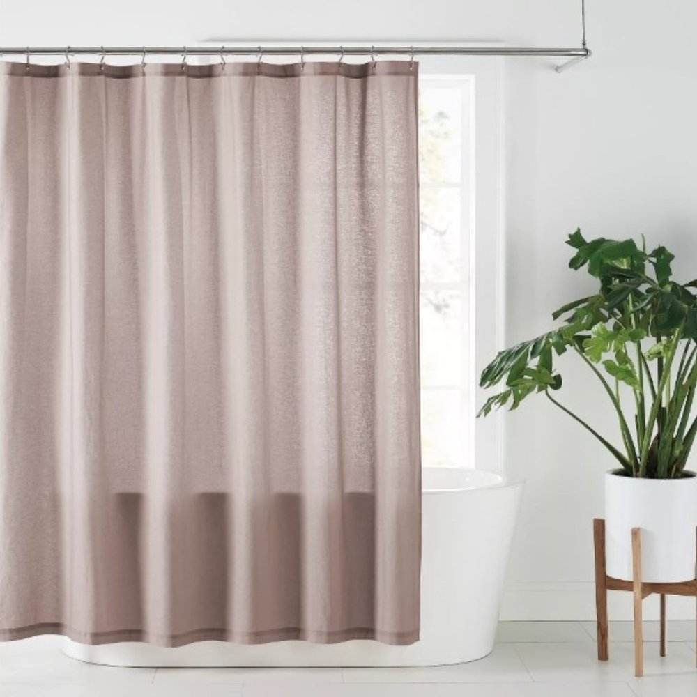 Nestwell 54-Inch x 80-Inch Solid Hemp Stall Shower Curtain in Shadow Grey Mauve